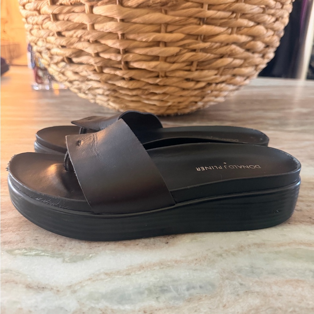 Donald J. Pliner Black Platform Slide Sandals